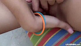 Bailey, the petite teen, teases and masturbates alone