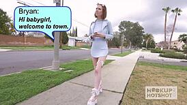 Redhead teen hooks up for messy sex