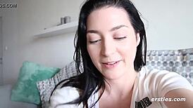 Our intimate self pleasure session with Domino in stockings and a mirror view