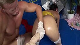 young european teens experience their first extreme anal lesson with deepthroat and assfucking in flexible shaved positions.