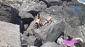 damn, crossdressers banging bareback on a public rio beach