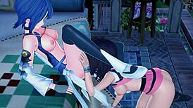 Aqua Rubs Kiari’s Pussy Before They Take Turns Eating Each Other Out. Kingdom Hearts Lesbian Hentai Scissoring Action!