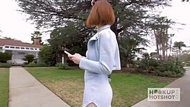 Redhead teen hooks up for messy sex