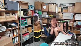 Brunette teen in glasses commits felony theft in hd