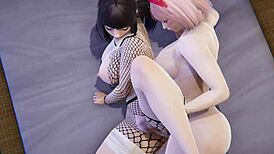 hey, sakura fucks hinata futanari in 3d 😍