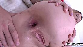 Gorgeous cutie poked in gaping anus.