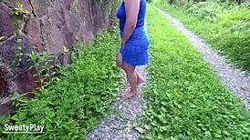 Hot BBW MILF Desperately Holds Pee While Walking Outdoors