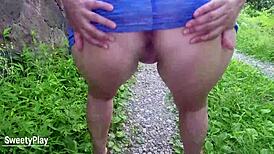 Hot BBW MILF Desperately Holds Pee While Walking Outdoors