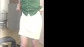 She changes clothes outdoors