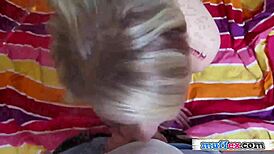 Look at this sweet blonde girlfriend sucking a big cock