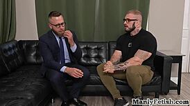 Muscled Tattooed Hunk Mesmerized by Doctor's Guidance