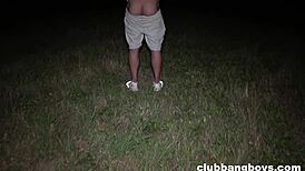 Young twink sucks old cock in risky bareback blowjob encounter