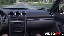 Nadia B gives intense blowjob to daddy outdoors!