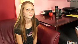 Fakeshooting - Cute Newcomer Nervously Sucks and Fucks on Sofa