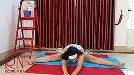 nude yoga with regina noir in white panties at the gym