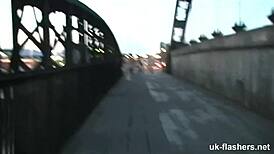 British Chubby Girl Masturbates Boldly in Public Bar Setting