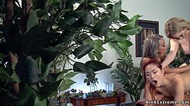 huge tits lesbian babes in bondage group fisting and anal banging