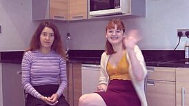 sweet students feel so excited during their humorous erotic reunion with licking and vibrator.