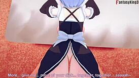 Rem engages in hard fucking with big boobs maid from Re Zero in POV 3D fantasy