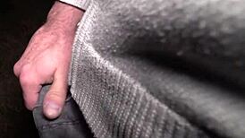 Young twink sucks old cock in risky bareback blowjob encounter