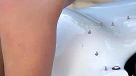 beautiful petite 18+ model strips naked outdoors