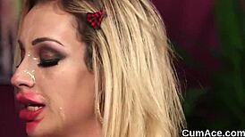 Slutty Idol Receives Facial Cumshot While Sucking Jizz