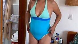 Beach Bikini Show-Off Teases Stepson's Friends Watching