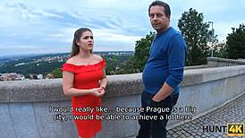 Prague Girl in Red Dress Strips for Cash with Stepdad's Nod