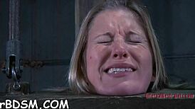 Bounded girl drips wet from sexy torment in rough hardcore fucking. Spanking drives her wild with desire.