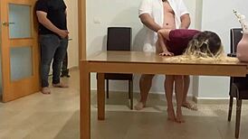 Blonde Girlfriend Meets Boss For Meeting But Ends Up Bent Over In Hard Doggystyle Fucking