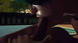 Smoking hot girl with green hair performs in pov 3d porn scene