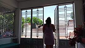 taking advantage of delivery guy's kindness offering payment in kind while undressing