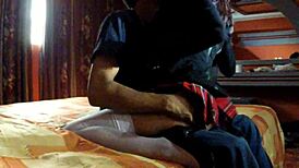 chica colegiala gets hot in hotel skirt action