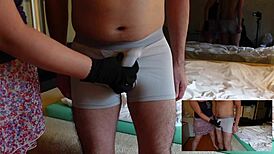 Suggestive femdom video with handjob, slapping, and edging techniques on penis