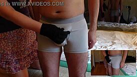 Suggestive femdom video with handjob, slapping, and edging techniques on penis