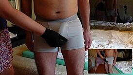 Suggestive femdom video with handjob, slapping, and edging techniques on penis