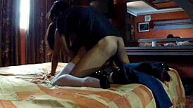 chica colegiala gets hot in hotel skirt action