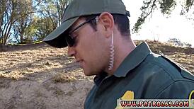 Redhead Teen Fucks Comrade in Outdoor Police Uniform