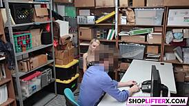this lp officer surprises the gal thief carmen in the office with punishment