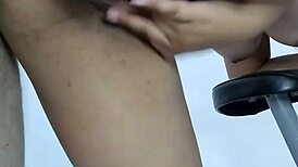 gym instructor licks brunette's ass roughly?