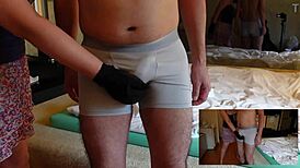 Suggestive femdom video with handjob, slapping, and edging techniques on penis