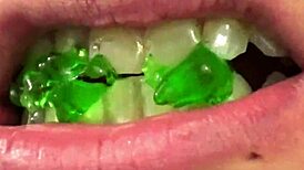 mouth vore close-up with fifi foxx devouring gummy bears