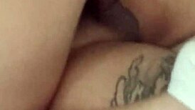 The wife starts rubbing her pussy on dick, but can't resist riding to cumshot.