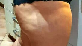 Teresa Cleans Kitchen While Showing Big Ass in Homemade Wife Video. Tattooed Mature Gets Naughty.