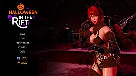 Azraesha plays Halloween in the rift, sucking big tits and giving blowjob in spooky costume fun