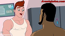 In this brazilian gay porn drawing, the hetero is well-endowed