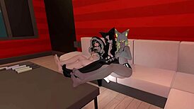 You get dominated by three hot girls' feet in vrchat, feeling their stockings and toes.