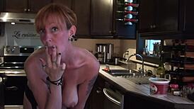 sexy redhead performs hot dance in canadian kitchen