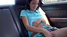 Chloe 18 flaunts natural tits and fingers pussy inside car for orgasm