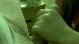asian handjob leads to cum facial sucking
